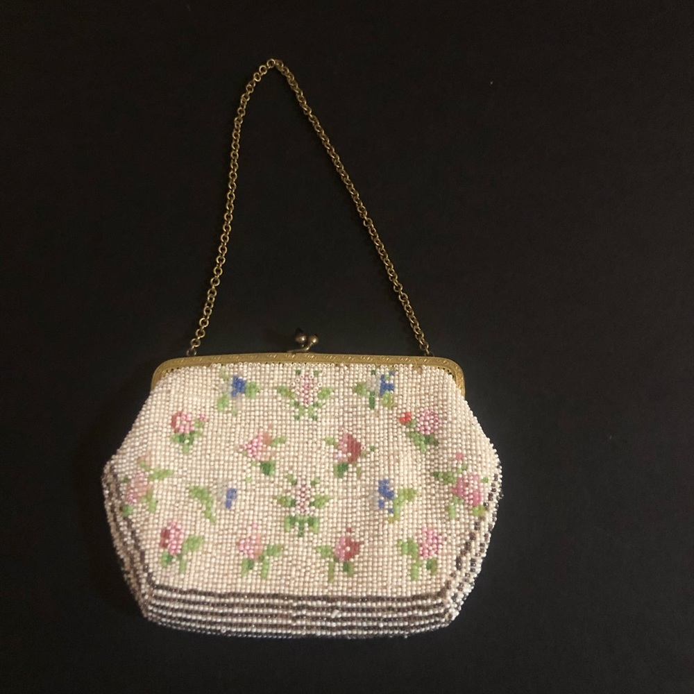 Vintage German Beaded Antique Purse with Mirror